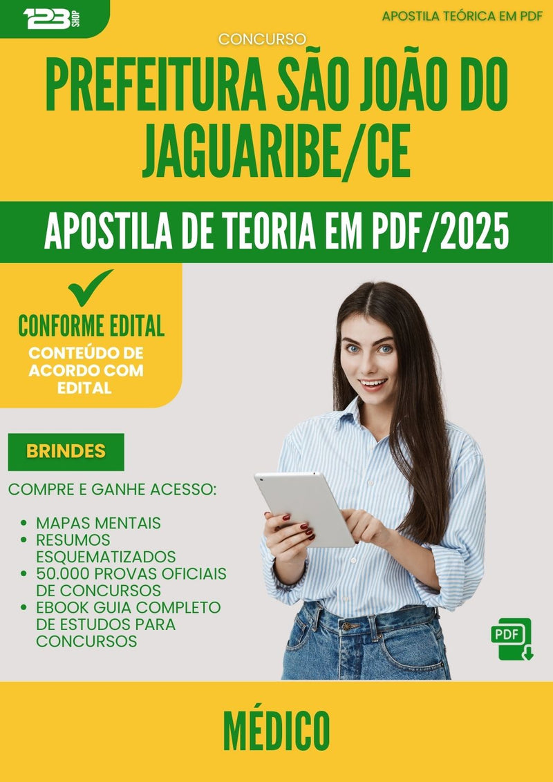 Apostila Teórica para Concurso Medico Sao Joao Do da Prefeitura Jaguaribe Ce 2025 - Conteúdo de Acordo com Edital