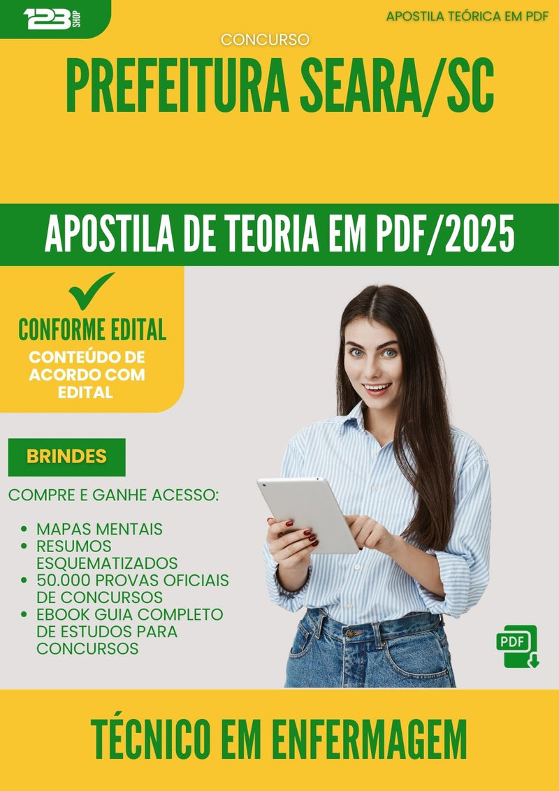 Apostila Teórica para Concurso Tecnico Em Enfermagem da Prefeitura Seara Sc 2025 - Conteúdo de Acordo com Edital