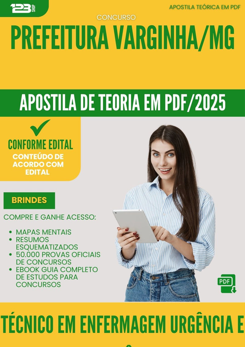 Apostila Teórica para Concurso Tecnico Em Enfermagem Urgencia E Emergencia da Prefeitura Varginha Mg 2025 - Conteúdo de Acordo com Edital