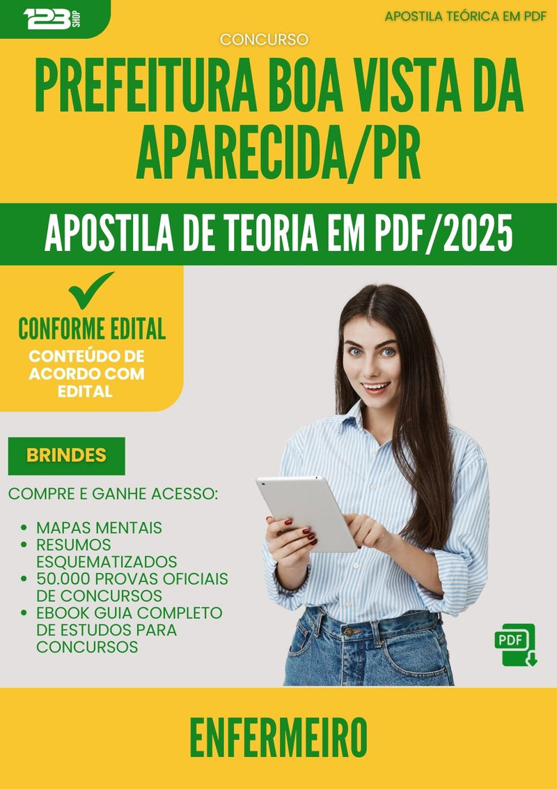 Apostila Teórica para Concurso Enfermeiro Boa Vista Da da Prefeitura Aparecida Pr 2025 - Conteúdo de Acordo com Edital