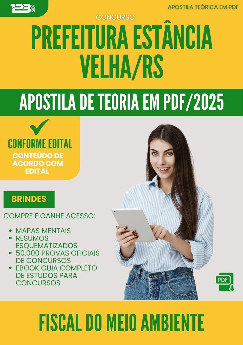 Apostila Teórica para Concurso Fiscal Do Meio Ambiente da Prefeitura Estancia Velha Rs 2025 - Conteúdo de Acordo com Edital