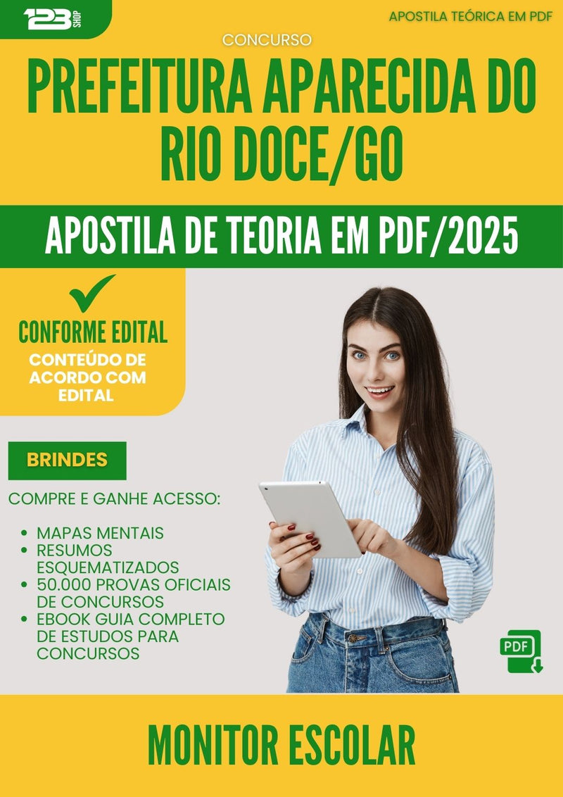 Apostila Teórica para Concurso Monitor Escolar da Prefeitura Aparecida Do Rio Doce Go 2025 - Conteúdo de Acordo com Edital