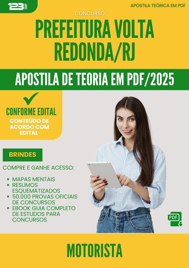 Apostila Teórica para Concurso Motorista da Prefeitura Volta Redonda Rj 2025 - Conteúdo de Acordo com Edital