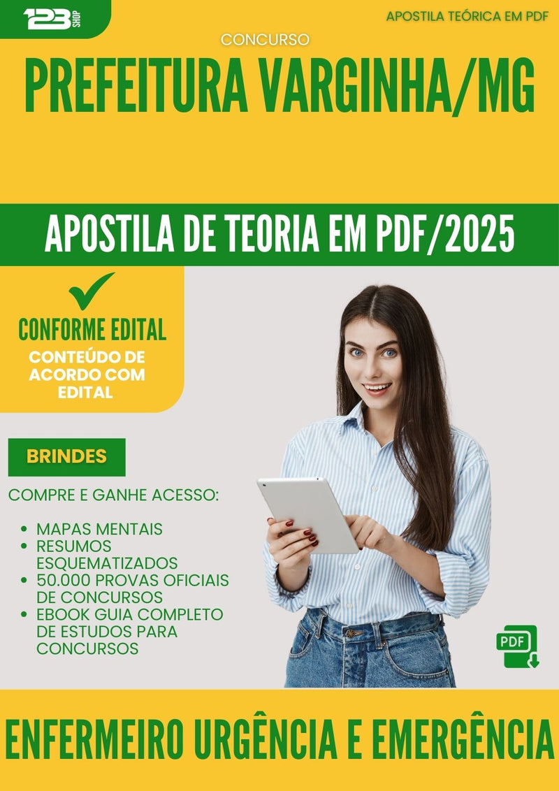Apostila Teórica para Concurso Enfermeiro Urgencia E Emergencia da Prefeitura Varginha Mg 2025 - Conteúdo de Acordo com Edital