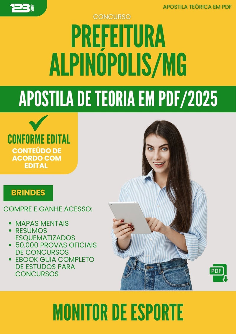 Apostila Teórica para Concurso Monitor De Esporte da Prefeitura Alpinopolis Mg 2025 - Conteúdo de Acordo com Edital