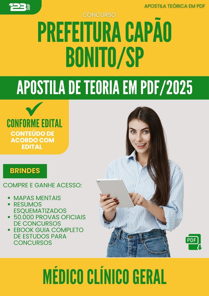 Apostila Teórica para Concurso Medico Clinico Geral Capao da Prefeitura Bonito Sp 2025 - Conteúdo de Acordo com Edital