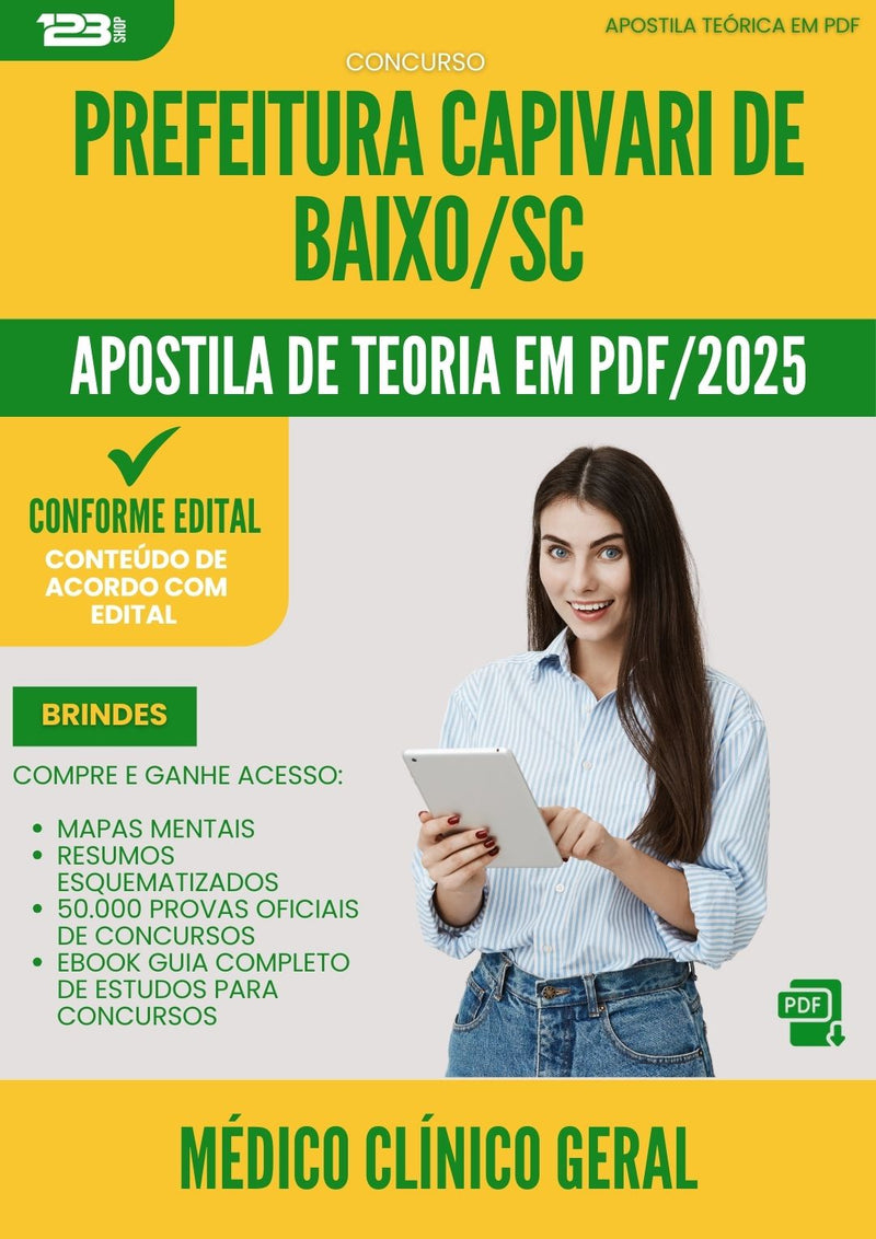 Apostila Teórica para Concurso Medico Clinico Geral da Prefeitura Capivari De Baixo Sc 2025 - Conteúdo de Acordo com Edital
