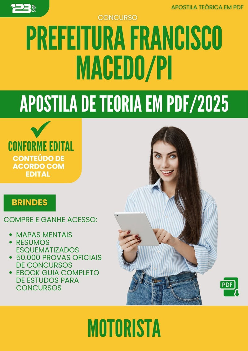 Apostila Teórica para Concurso Motorista da Prefeitura Francisco Macedo Pi 2025 - Conteúdo de Acordo com Edital