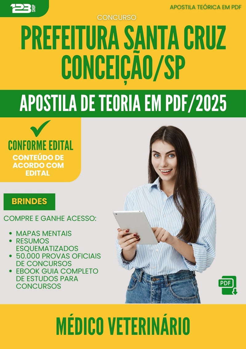 Apostila Teórica para Concurso Medico Veterinario Santa Cruz da Prefeitura Conceicao Sp 2025 - Conteúdo de Acordo com Edital