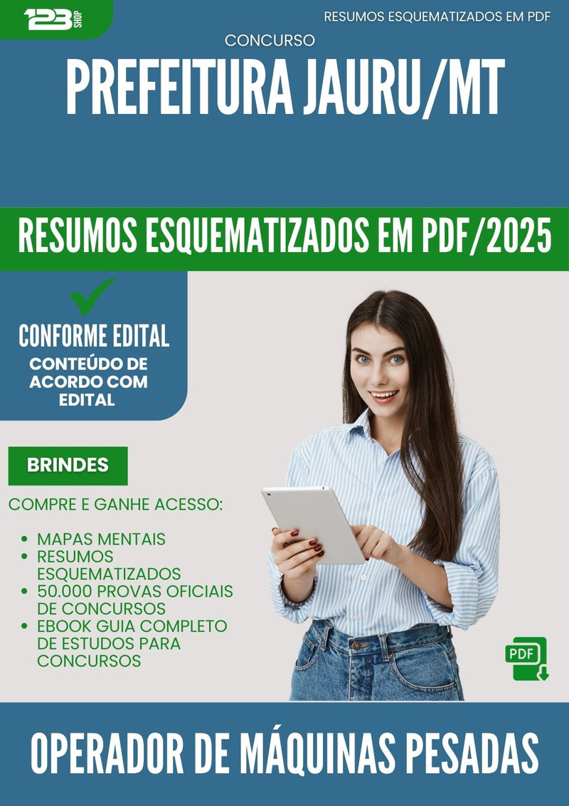 Resumos Esquematizados para Concurso Operador De Maquinas Pesadas da Prefeitura Jauru Mt 2025 - Conteúdo de Acordo com Edital