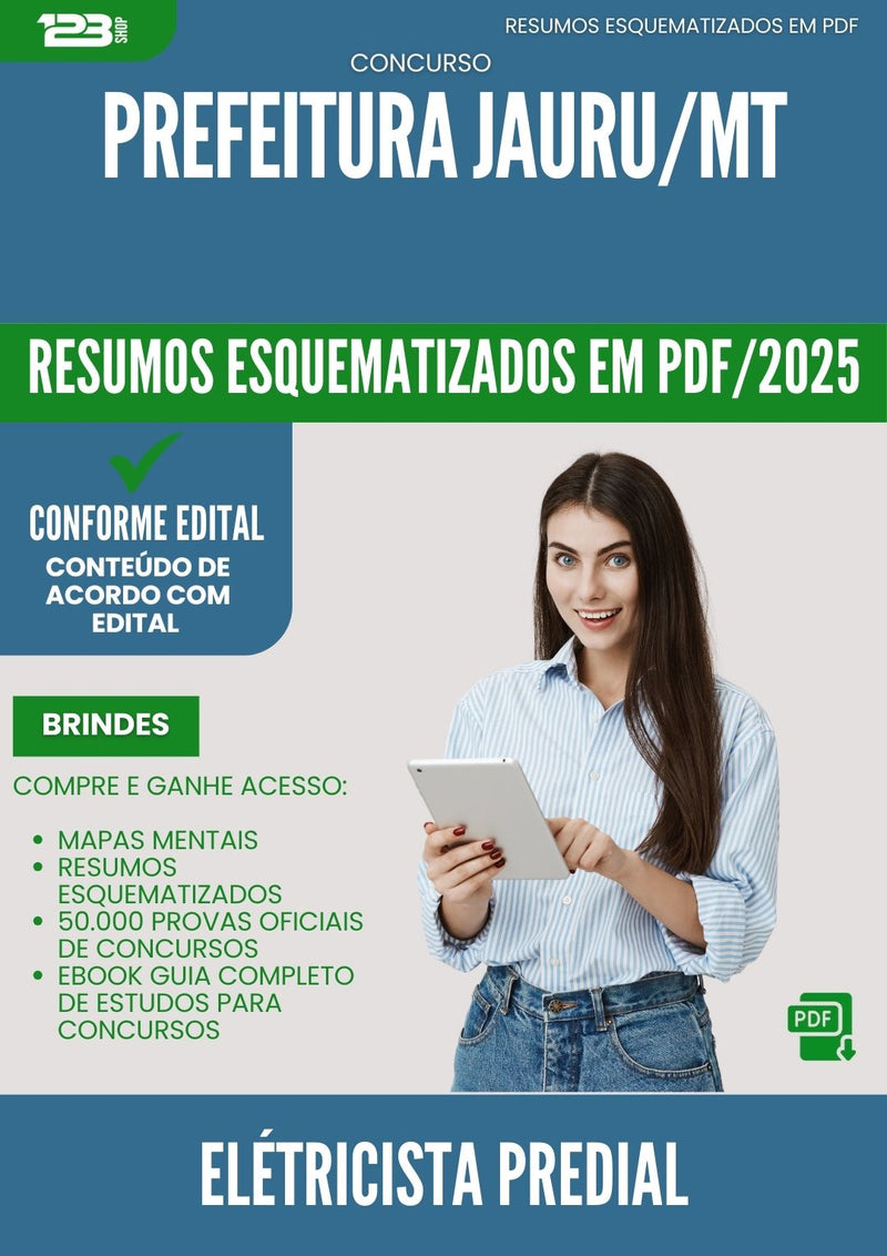 Resumos Esquematizados para Concurso Eletricista Predial da Prefeitura Jauru Mt 2025 - Conteúdo de Acordo com Edital