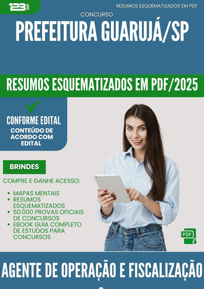 Resumos Esquematizados para Concurso Agente De Operacao E Fiscalizacao De Transito da Prefeitura Guaruja Sp 2025 - Conteúdo de Acordo com Edital