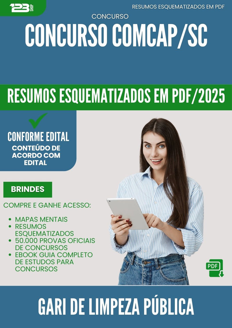 Resumos Esquematizados para Concurso Gari De Limpeza Publica Comcap Sc 2025 - Conteúdo de Acordo com Edital
