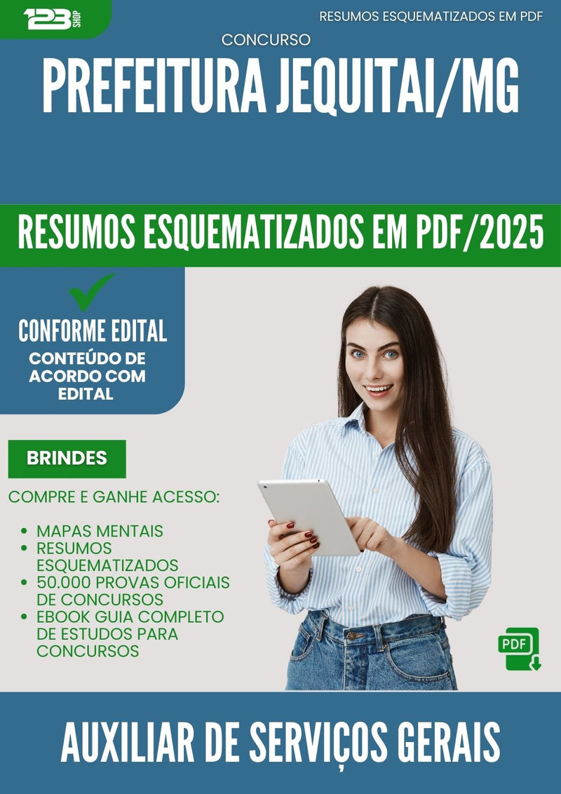 Resumos Esquematizados para Concurso Auxiliar De Servicos Gerais da Prefeitura Jequitai Mg 2025 - Conteúdo de Acordo com Edital