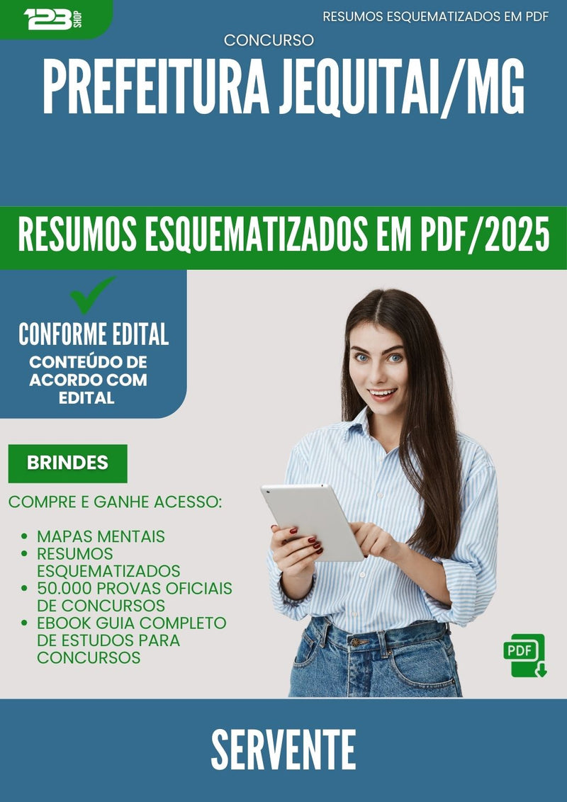 Resumos Esquematizados para Concurso Servente da Prefeitura Jequitai Mg 2025 - Conteúdo de Acordo com Edital