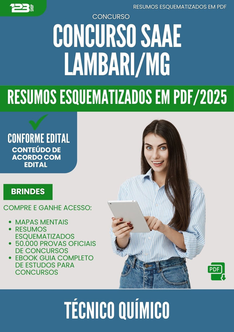 Resumos Esquematizados para Concurso Tecnico Quimico Saae da Prefeitura Lambari Mg 2025 - Conteúdo de Acordo com Edital