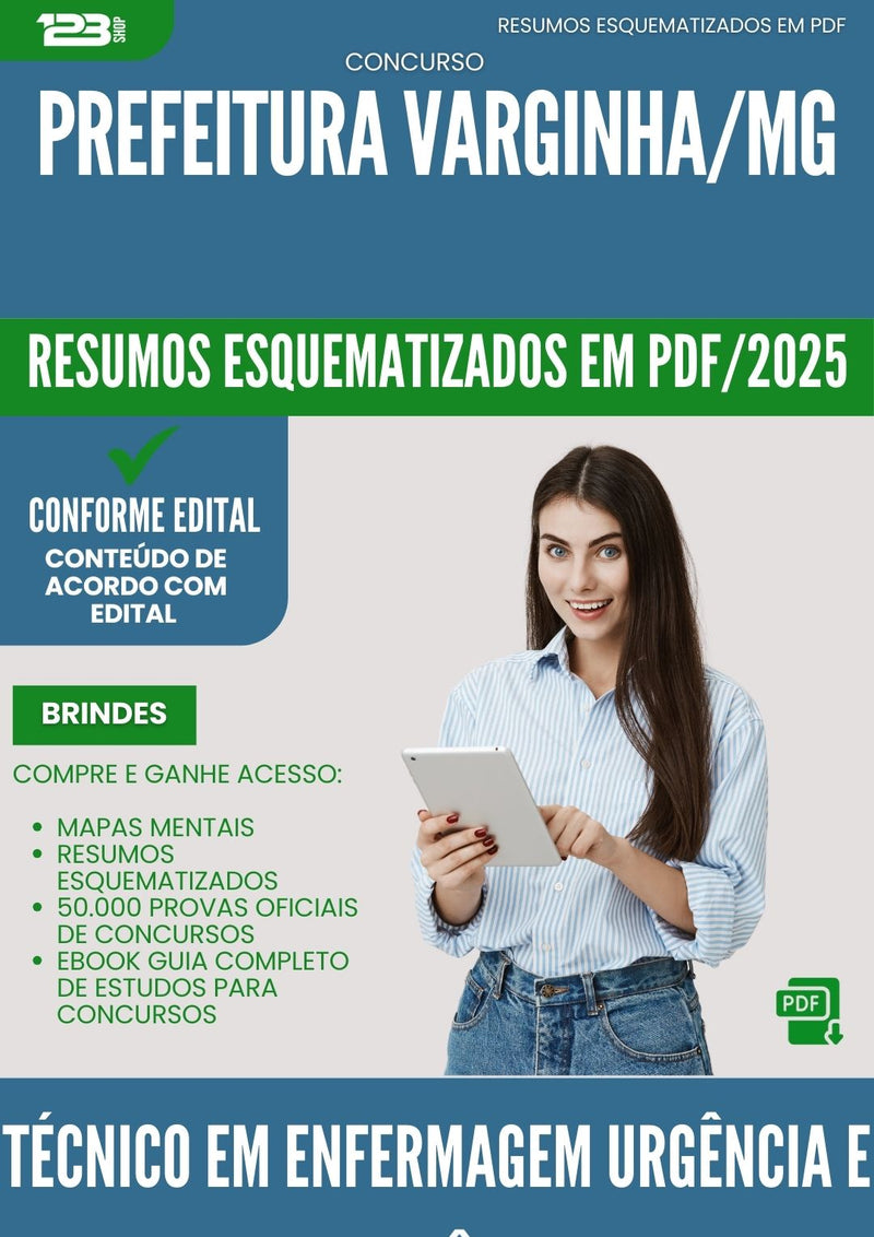Resumos Esquematizados para Concurso Tecnico Em Enfermagem Urgencia E Emergencia da Prefeitura Varginha Mg 2025 - Conteúdo de Acordo com Edital