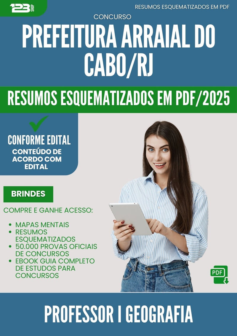Resumos Esquematizados para Concurso Professor I Geografia da Prefeitura Arraial Do Cabo Rj 2025 - Conteúdo de Acordo com Edital