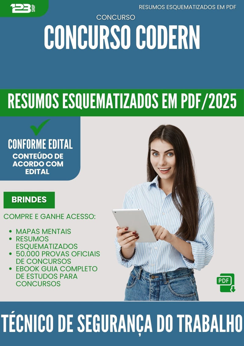 Resumos Esquematizados para Concurso Tecnico De Seguranca Do Trabalho Codern 2025 - Conteúdo de Acordo com Edital
