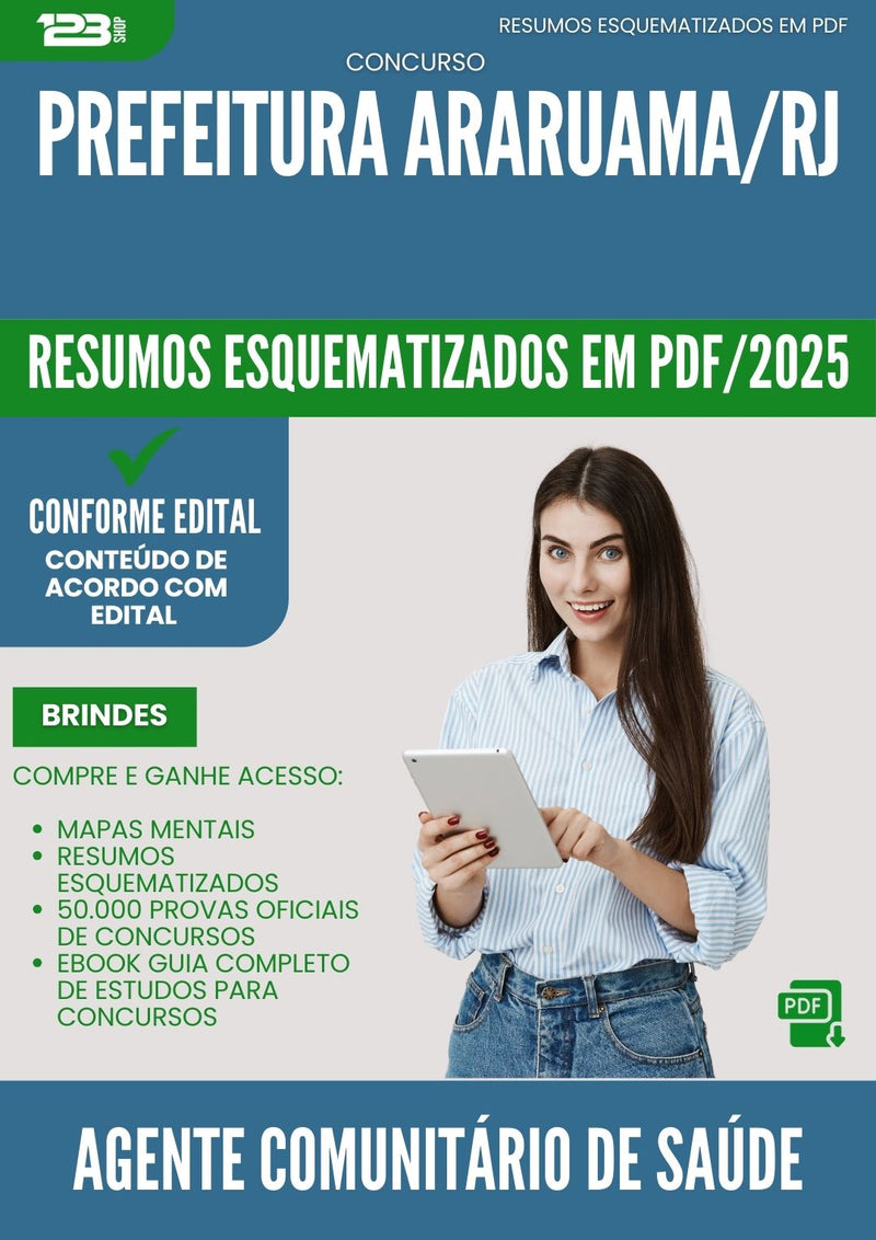 Resumos Esquematizados para Concurso Agente Comunitario De Saude da Prefeitura Araruama Rj 2025 - Conteúdo de Acordo com Edital