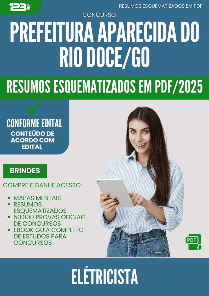 Resumos Esquematizados para Concurso Eletricista da Prefeitura Aparecida Do Rio Doce Go 2025 - Conteúdo de Acordo com Edital