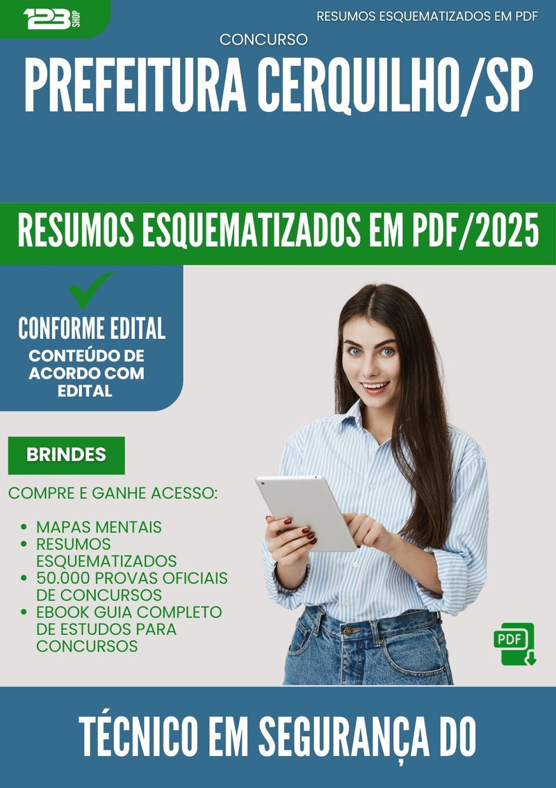 Resumos Esquematizados para Concurso Tecnico Em Seguranca Do Trabalho da Prefeitura Cerquilho Sp 2025 - Conteúdo de Acordo com Edital