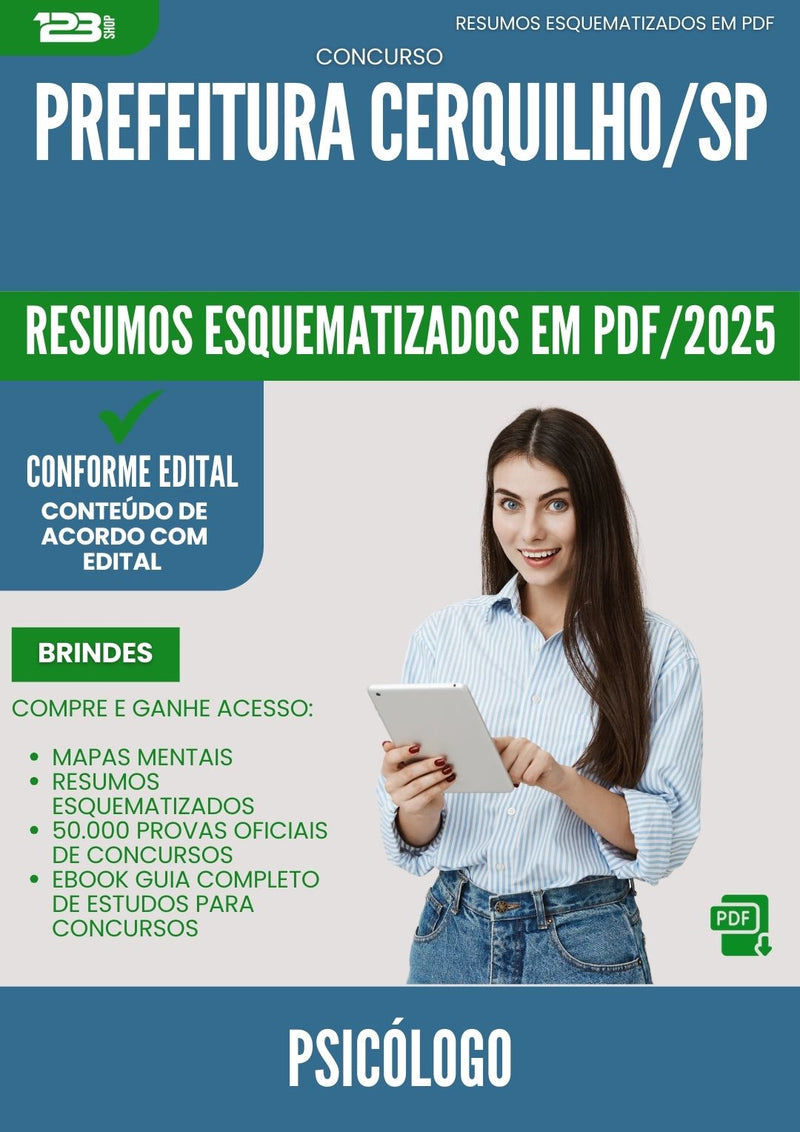 Resumos Esquematizados para Concurso Psicologo da Prefeitura Cerquilho Sp 2025 - Conteúdo de Acordo com Edital