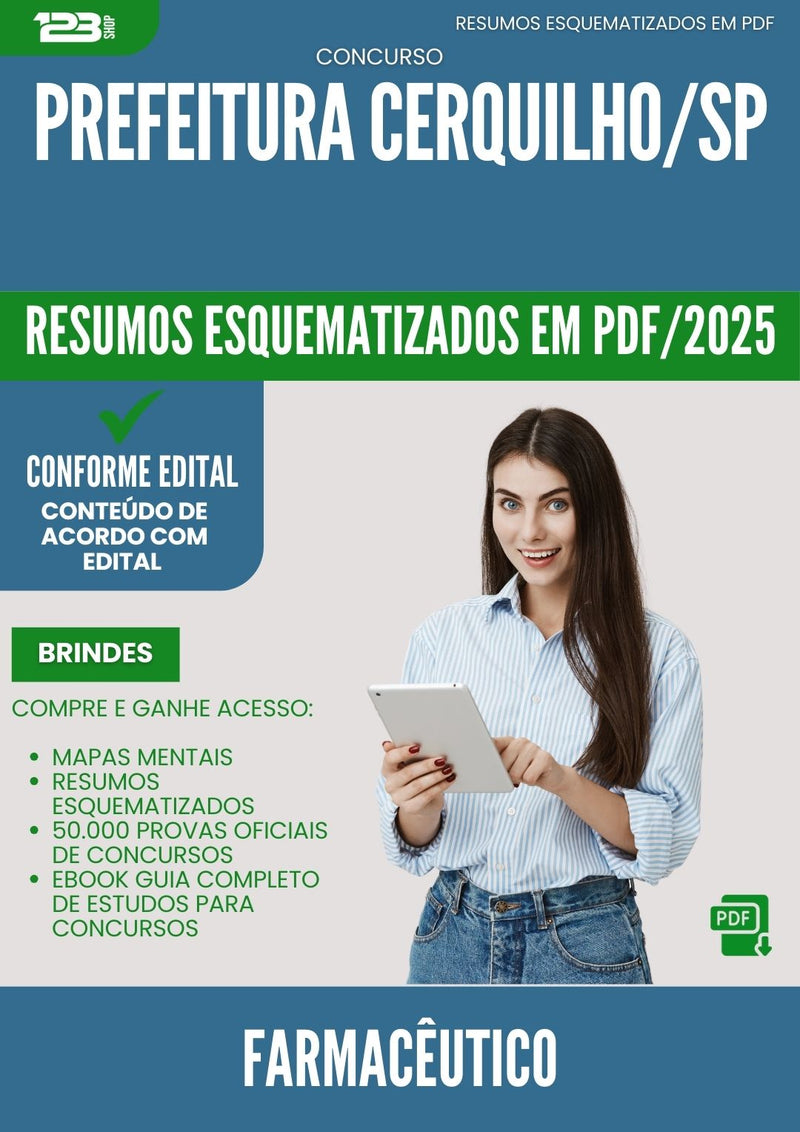 Resumos Esquematizados para Concurso Farmaceutico da Prefeitura Cerquilho Sp 2025 - Conteúdo de Acordo com Edital