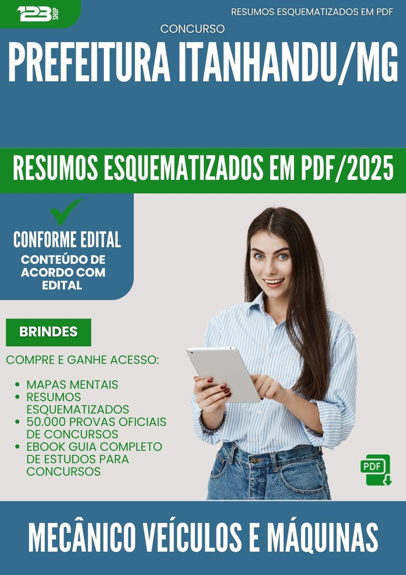 Resumos Esquematizados para Concurso Mecanico Veiculos Maquinas Pesadas da Prefeitura Itanhandu Mg 2025 - Conteúdo de Acordo com Edital