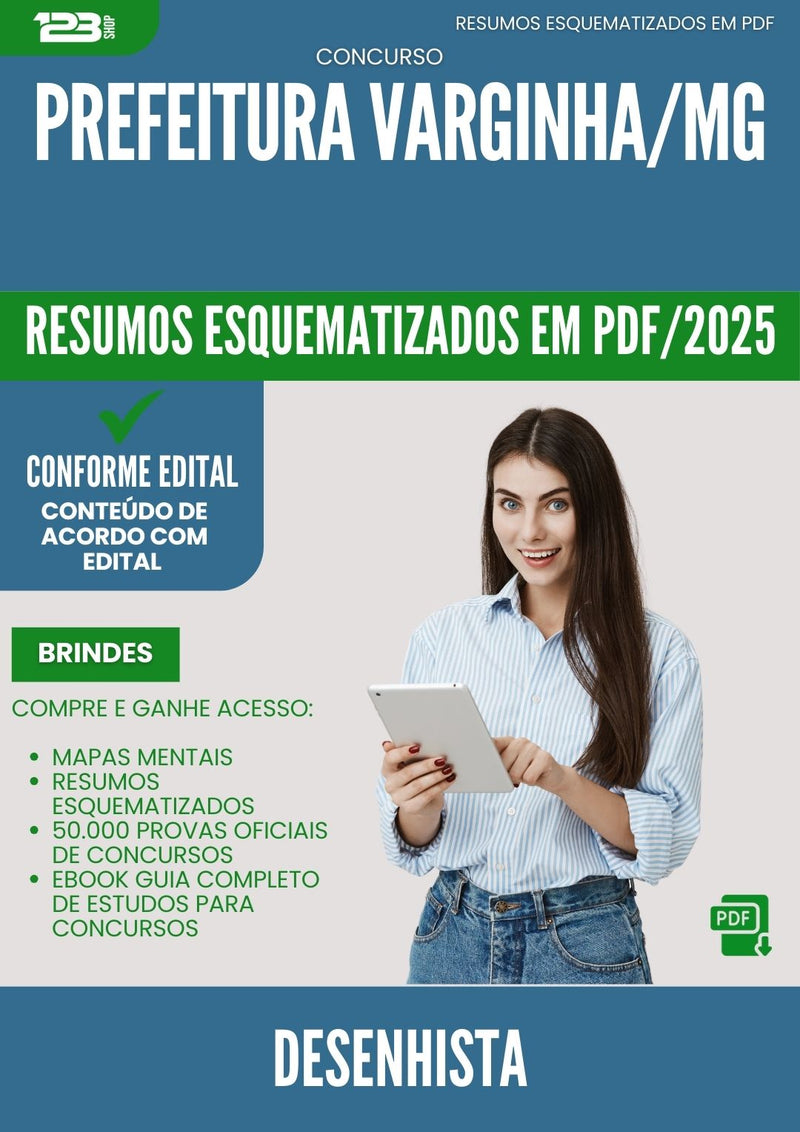 Resumos Esquematizados para Concurso Desenhista da Prefeitura Varginha Mg 2025 - Conteúdo de Acordo com Edital