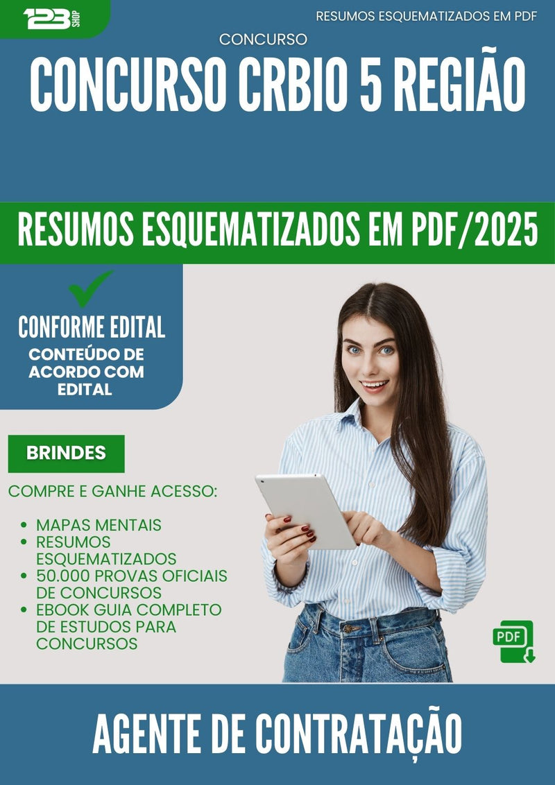 Resumos Esquematizados para Concurso Agente De Contratacao Crbio 5 Regiao 2025 - Conteúdo de Acordo com Edital