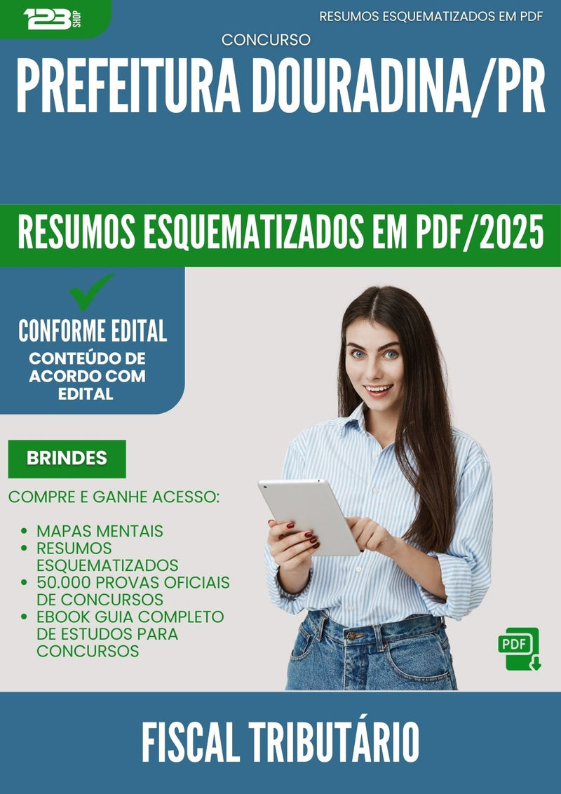 Resumos Esquematizados para Concurso Fiscal Tributario da Prefeitura Douradina Pr 2025 - Conteúdo de Acordo com Edital