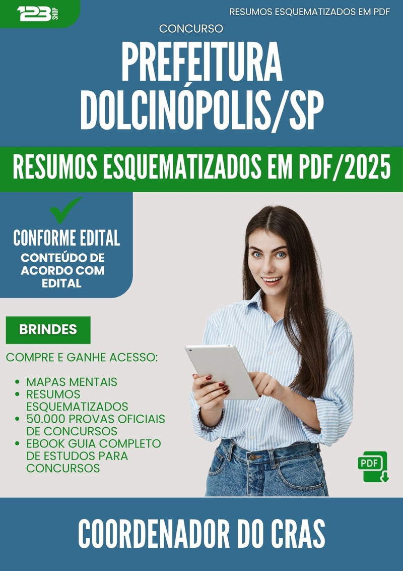 Resumos Esquematizados para Concurso Coordenador Do Cras da Prefeitura Dolcinopolis Sp 2025 - Conteúdo de Acordo com Edital