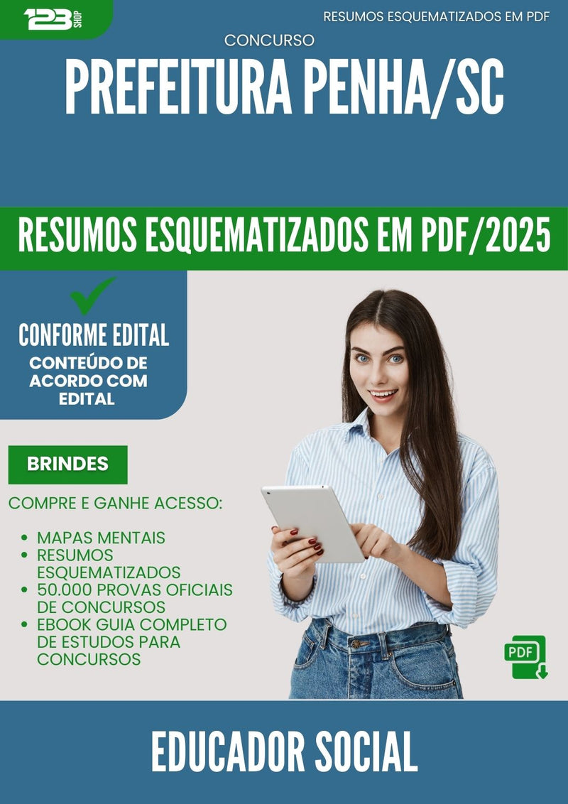Resumos Esquematizados para Concurso Educador Social da Prefeitura Penha Sc 2025 - Conteúdo de Acordo com Edital
