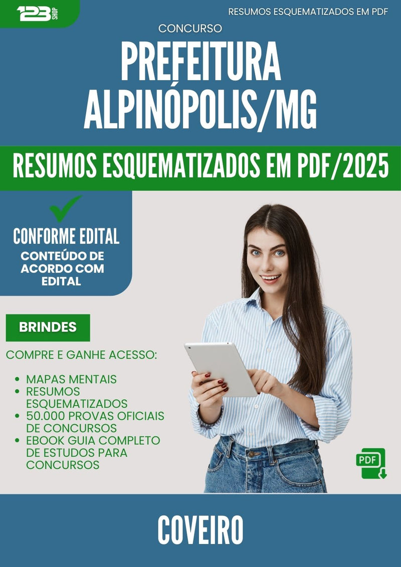 Resumos Esquematizados para Concurso Coveiro da Prefeitura Alpinopolis Mg 2025 - Conteúdo de Acordo com Edital