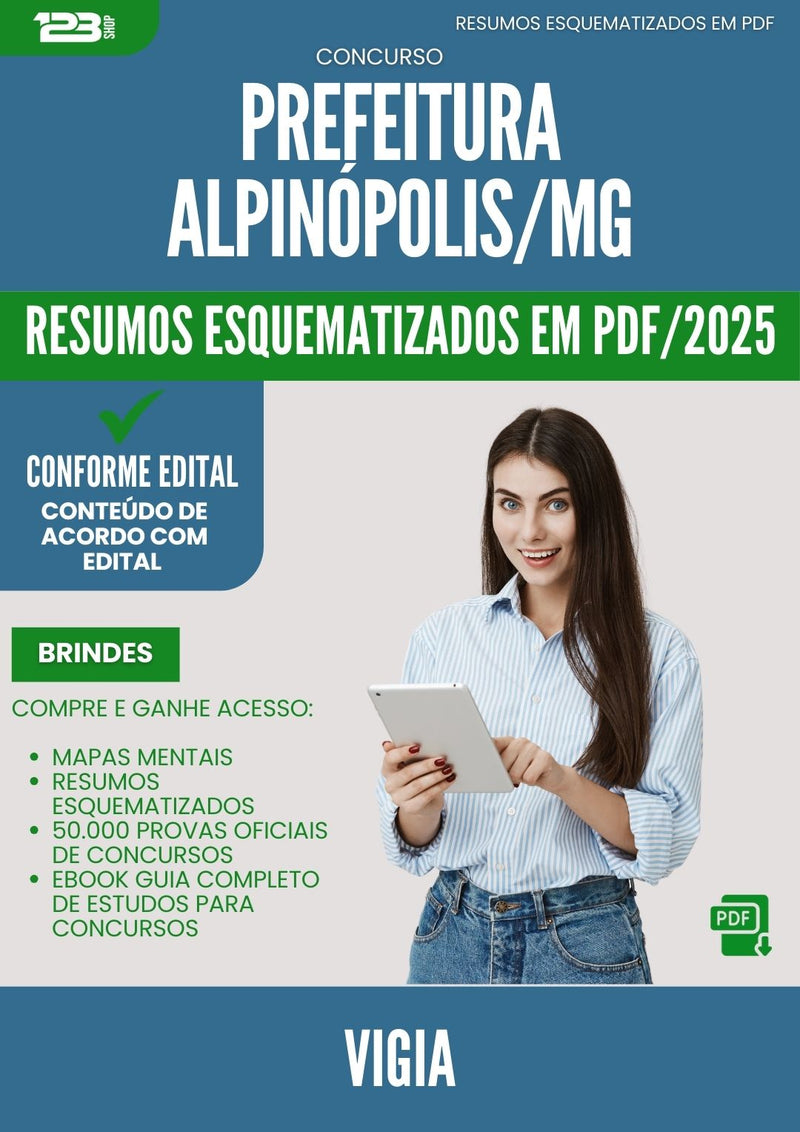 Resumos Esquematizados para Concurso Vigia da Prefeitura Alpinopolis Mg 2025 - Conteúdo de Acordo com Edital