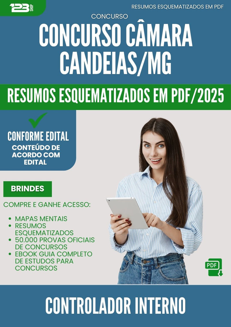 Resumos Esquematizados para Concurso Controlador Interno Camara da Prefeitura Candeias Mg 2025 - Conteúdo de Acordo com Edital