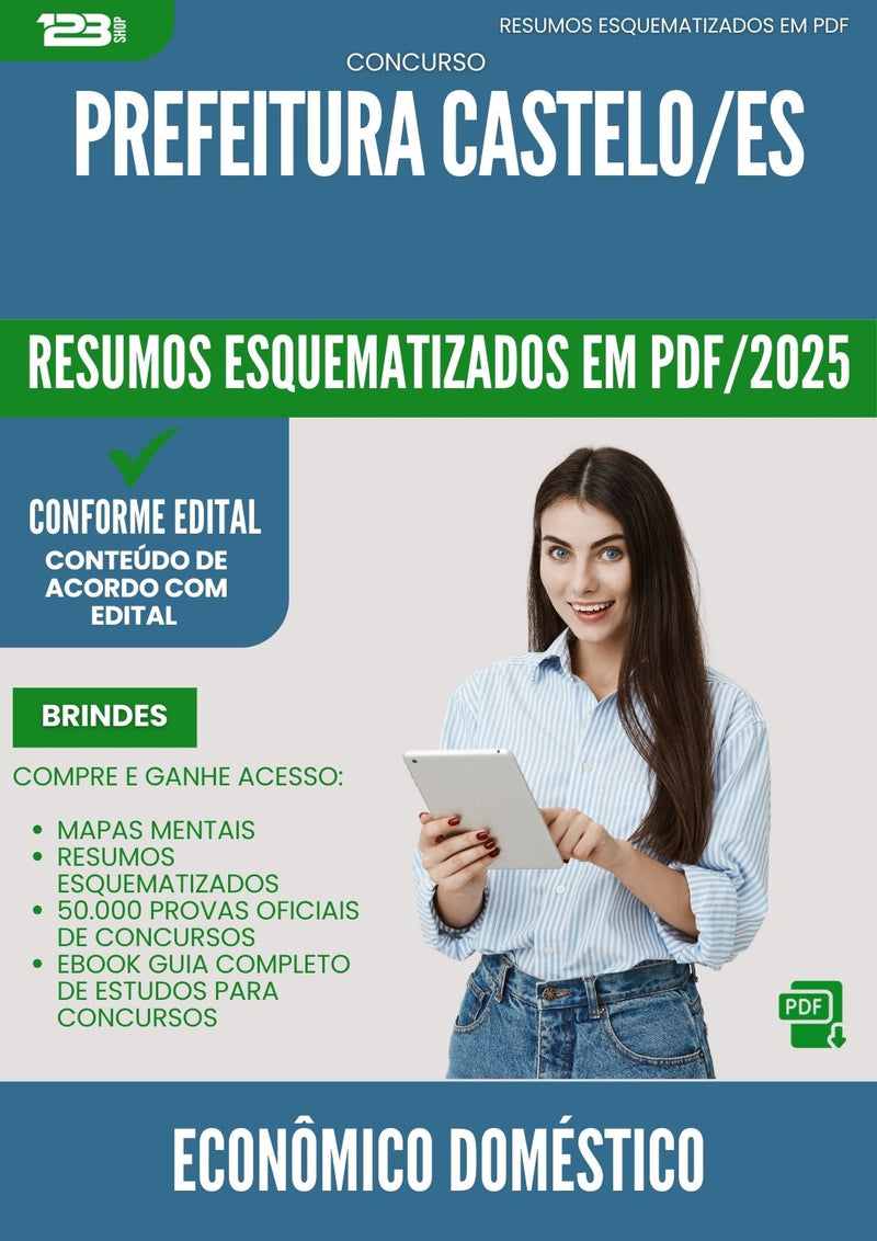 Resumos Esquematizados para Concurso Economista Domestico da Prefeitura Castelo Es 2025 - Conteúdo de Acordo com Edital