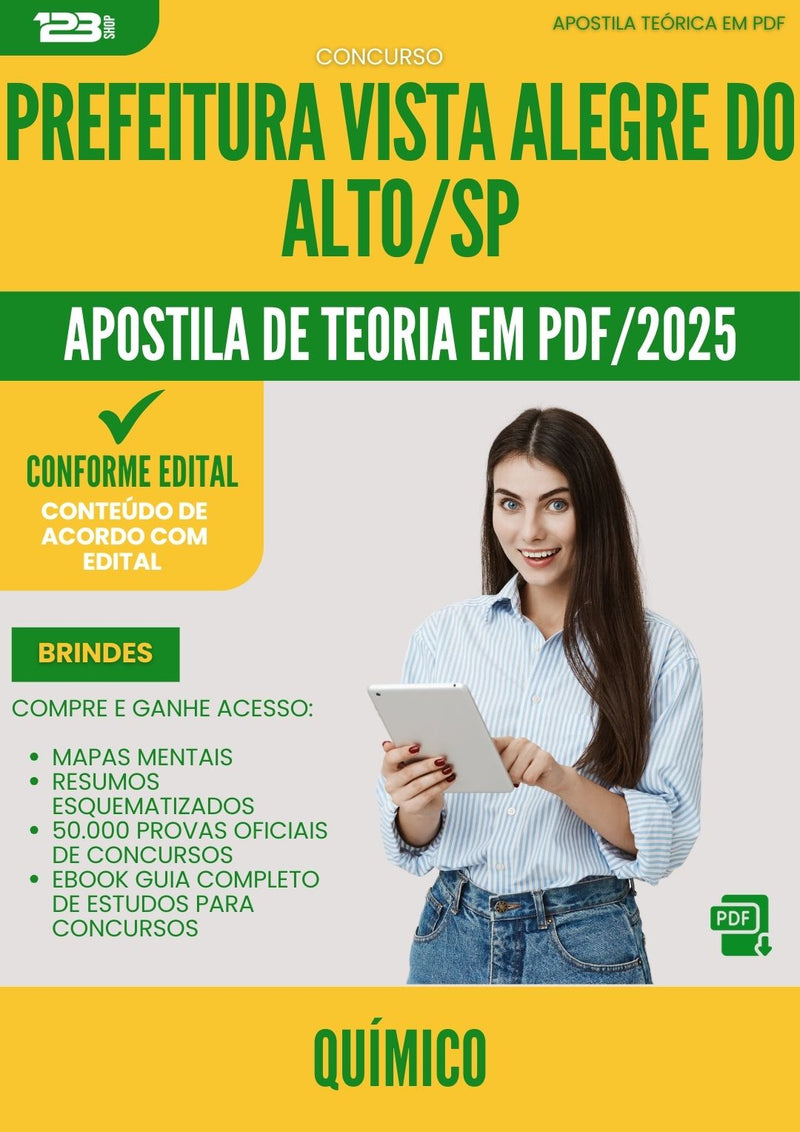 Apostila Teórica para Concurso Quimico Vista da Prefeitura Alegre Do Alto Sp 2025 - Conteúdo de Acordo com Edital