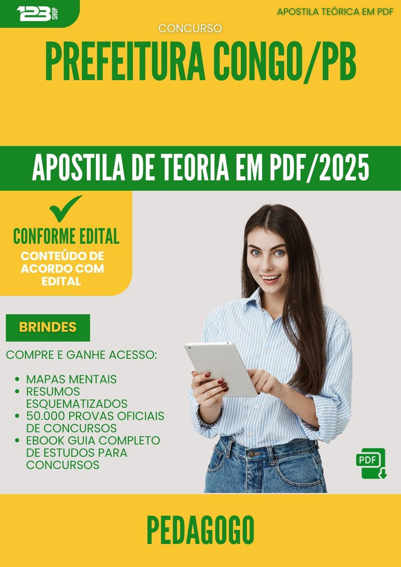 Apostila Teórica para Concurso Pedagogo da Prefeitura Congo Pb 2025 - Conteúdo de Acordo com Edital