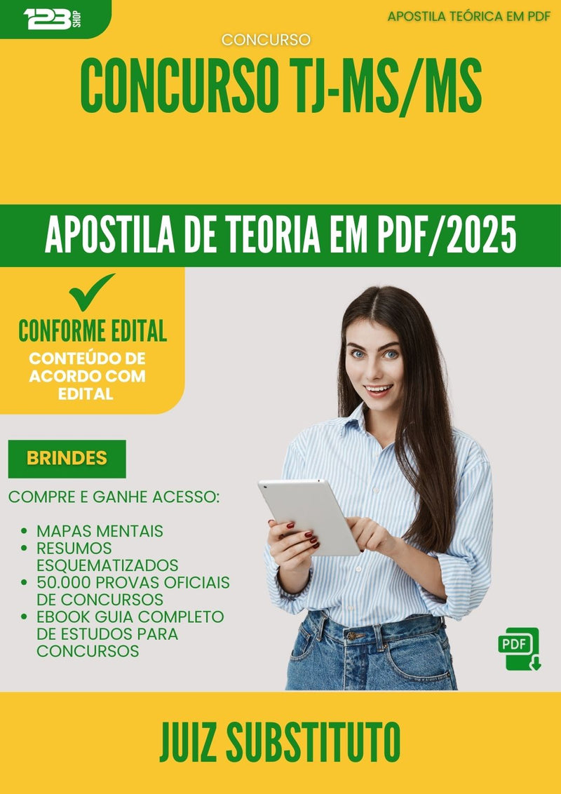 Apostila Teórica para Concurso Juiz Substituto Tj Ms 2025 - Conteúdo de Acordo com Edital