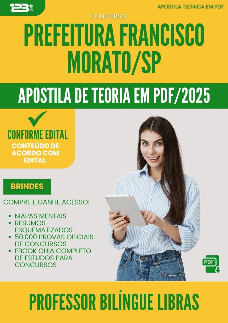 Apostila Teórica para Concurso Professor Bilingue Libras da Prefeitura Francisco Morato Sp 2025 - Conteúdo de Acordo com Edital