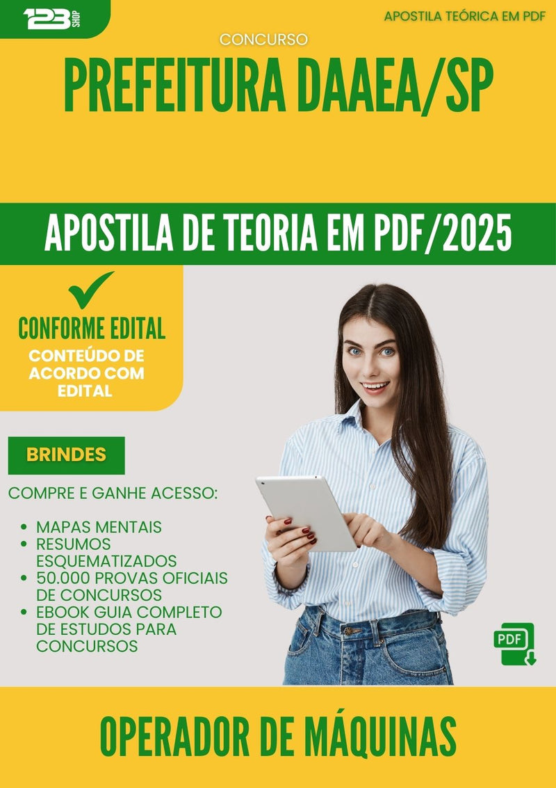 Apostila Teórica para Concurso Operador De Maquinas Daaea Sp 2025 - Conteúdo de Acordo com Edital