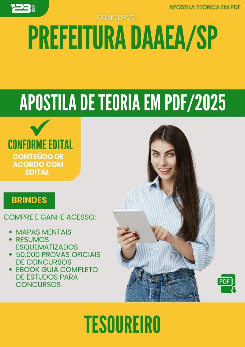 Apostila Teórica para Concurso Tesoureiro Daaea Sp 2025 - Conteúdo de Acordo com Edital