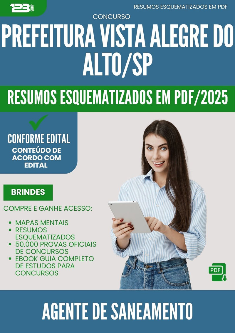 Resumos Esquematizados para Concurso Agente De Saneamento Vista da Prefeitura Alegre Do Alto Sp 2025 - Conteúdo de Acordo com Edital