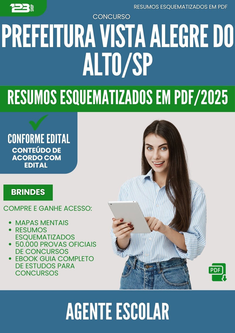Resumos Esquematizados para Concurso Agente Escolar Vista da Prefeitura Alegre Do Alto Sp 2025 - Conteúdo de Acordo com Edital