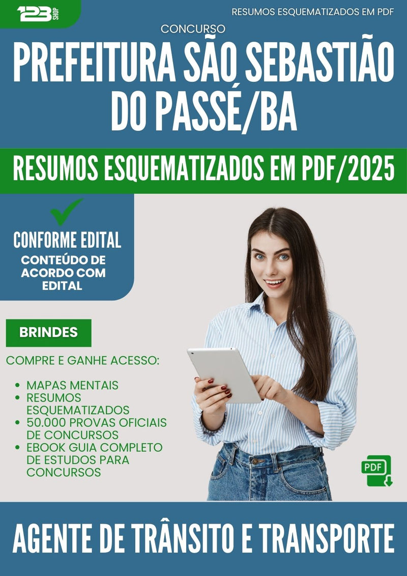 Resumos Esquematizados para Concurso Agente De Transito E Transporte da Prefeitura Sao Sebastiao Do Passe Ba 2025 - Conteúdo de Acordo com Edital