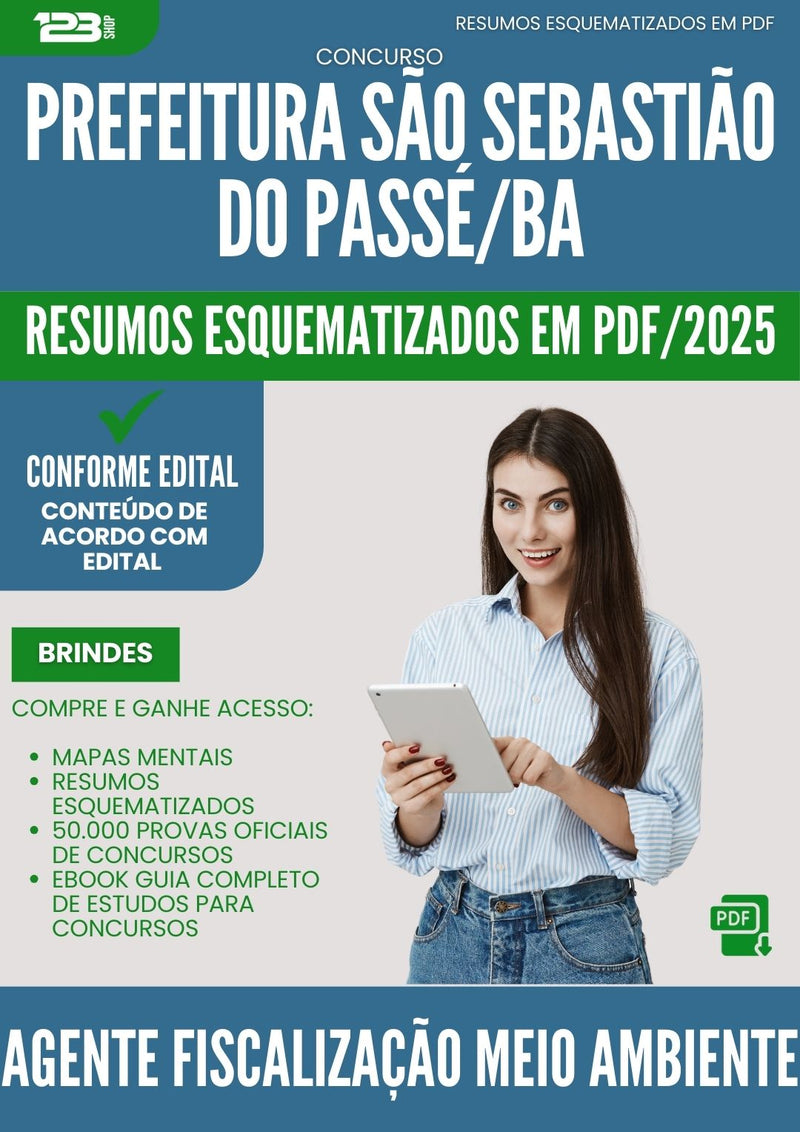 Resumos Esquematizados para Concurso Agente Fiscalizacao Meio Ambiente da Prefeitura Sao Sebastiao Do Passe Ba 2025 - Conteúdo de Acordo com Edital