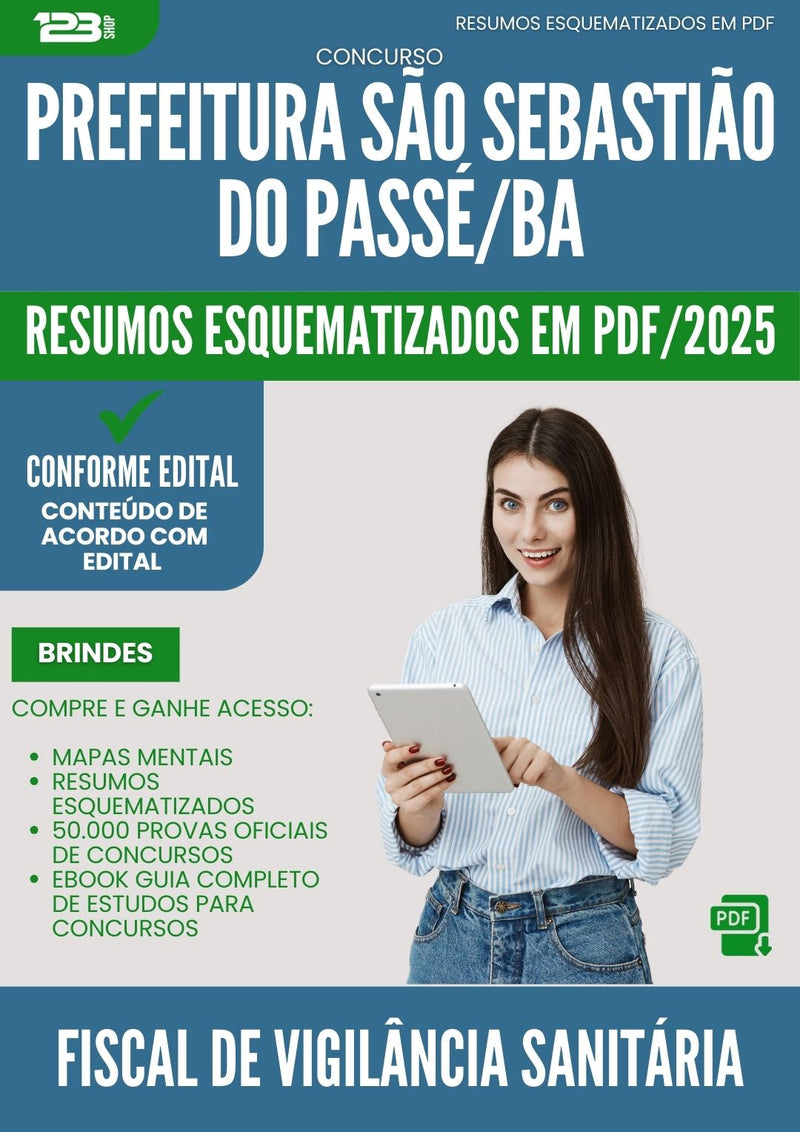 Resumos Esquematizados para Concurso Fiscal De Vigilancia Sanitario da Prefeitura Sao Sebastiao Do Passe Ba 2025 - Conteúdo de Acordo com Edital