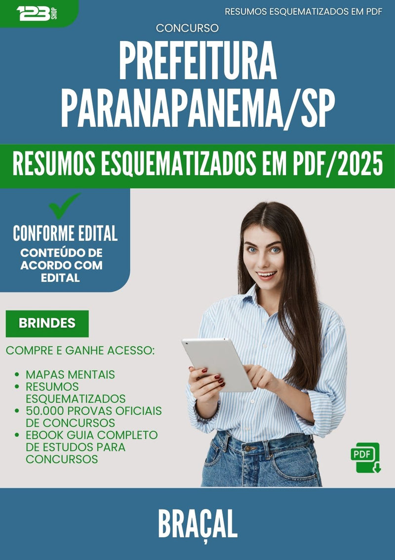 Resumos Esquematizados para Concurso Bracal da Prefeitura Paranapanema Sp 2025 - Conteúdo de Acordo com Edital